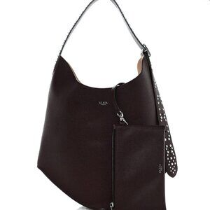 Alaia  Calfskin Studded Medium Gail Shoulder Bag Almandite